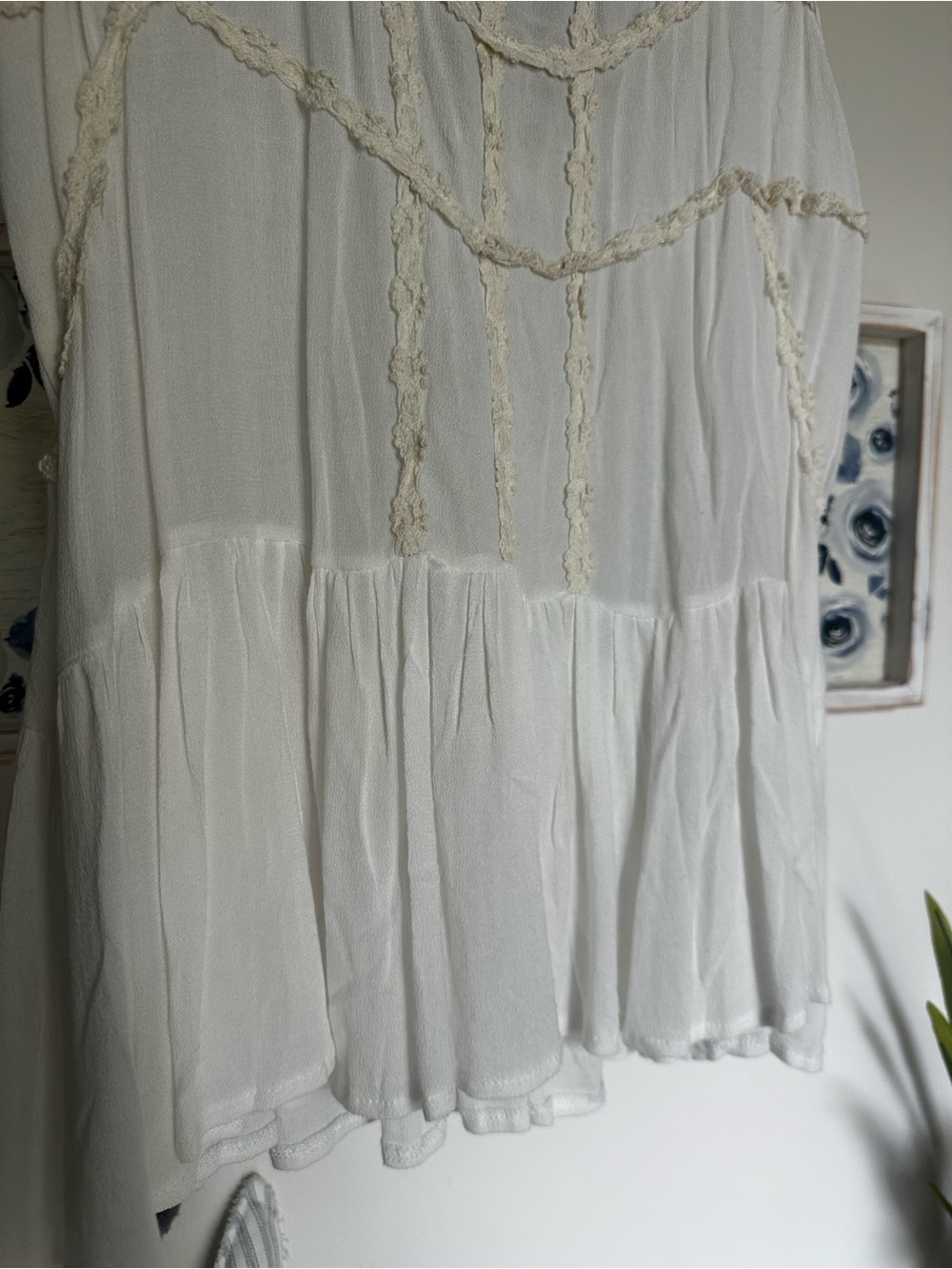POL White Tank Top with Cream Braided Trim - Picture 4 of 9
